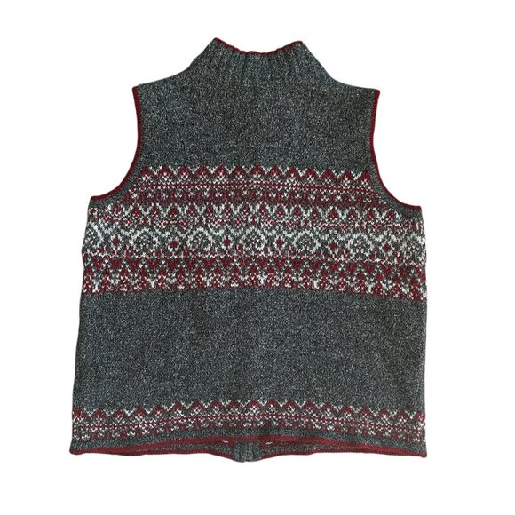 Northern Reflections Women's Heathered‎ Knit Vest Fair Isle Sz XL Zipper Sparkle - Picture 2 of 6